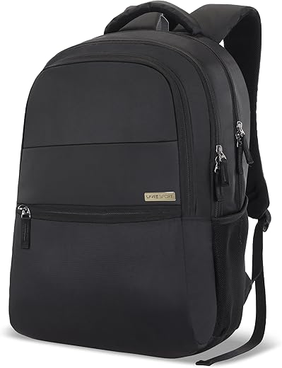 Lavie Sport 47cm Osprey 28 Litres Laptop Backpack For Men & Women | Business Laptop Bag | Upto 15.6″ Notebook/Macbook Compatible (Black)
