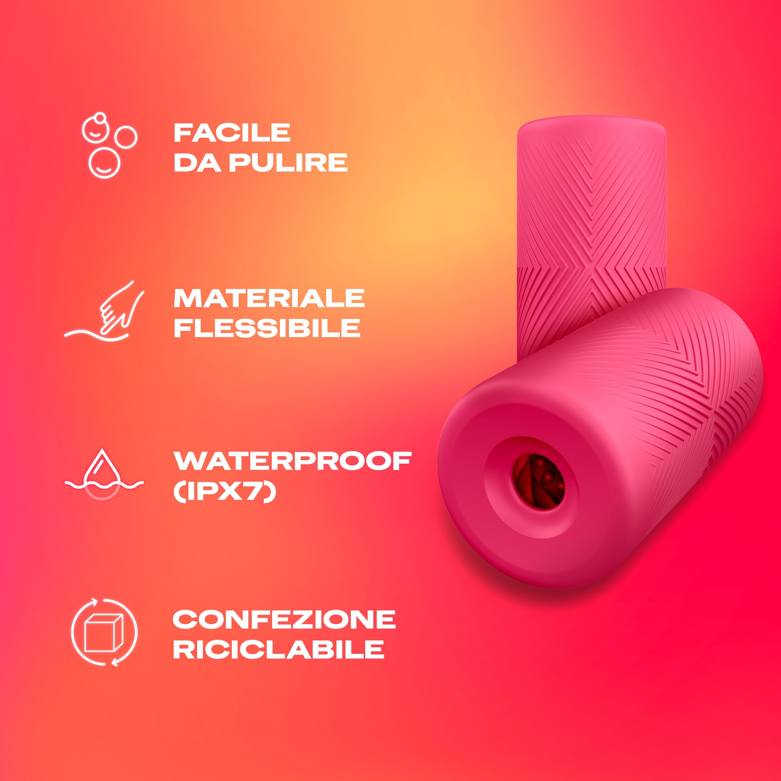 Durex Masturbatore Uomo, Sex Toy in Silicone Morbido con Nervature, Flessibile e Waterproof, Facile da Pulire