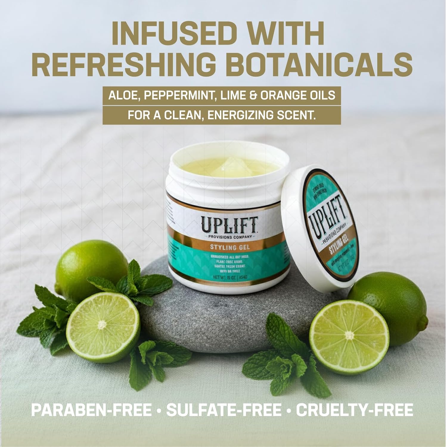 Uplift Provisions Styling Hair Gel for Men, Women & Kids – Strong Hold for Curly, Slicked-Back & Natural Hair – Non-Greasy, No Flake, 16 Fl Oz