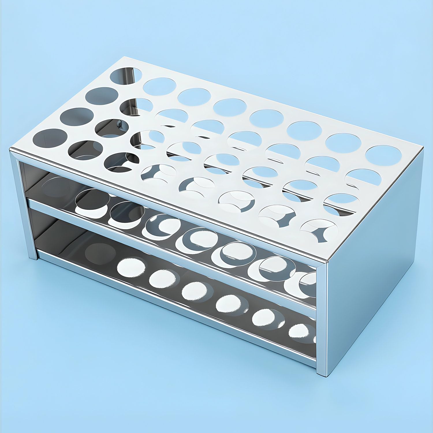 Labasics Soporte para Tubos de Ensayo de Acero Inoxidable, 32 Agujeros para Tubos de 22.5 mm