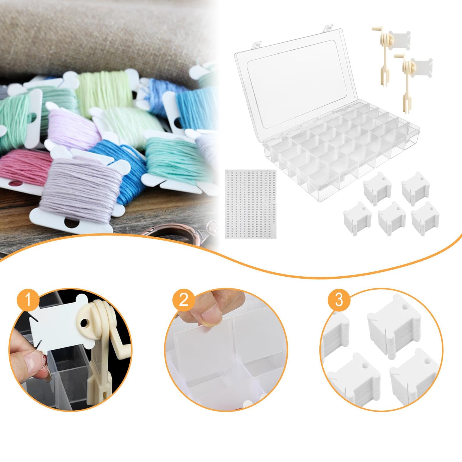 Oshhni Contenitore portaoggetti per Filo da Ricamo con 36 Scomparti, Scatola portaoggetti per Filo da Punto Croce per lavori Artigianali Fai da Te, da Punto