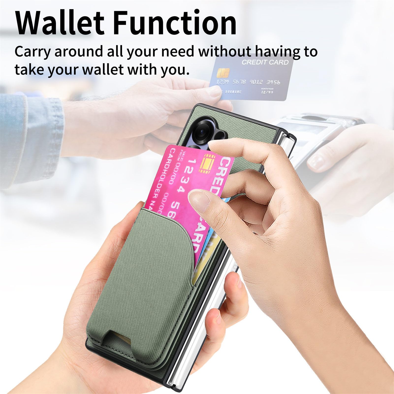 Funda De Cuero For Samsung Galaxy Z Fold 8 Ultra, Ranura For Tarjeta Funda Magnética Desmontable For Teléfono Función De Soporte Flip Silicona Borde Suave Protección contra Caídas(Black)