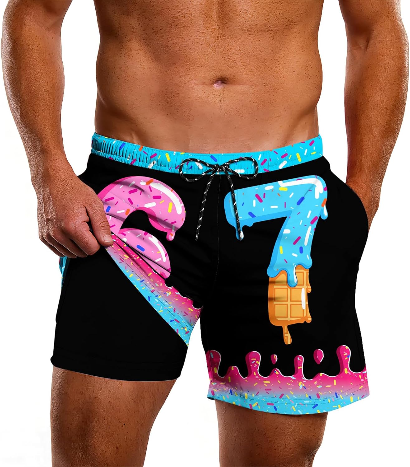 Cozople Men's 5.5" Inseam Swim Trunks Detachable Built-in Compression Liner Quick-Dry Anti-Chafing Design for Water Sports