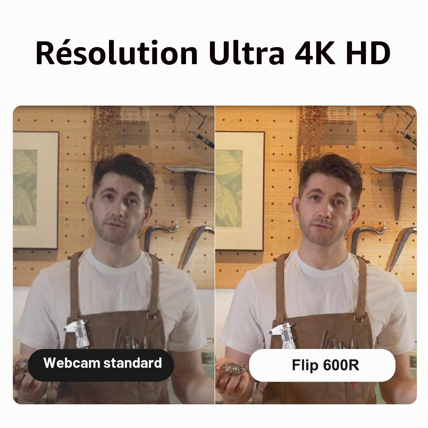 JOYUSING Flip600R 4K Webcam Streaming Ultra 4K HD Autofocus PDAF Microphones avec réduction du bruit FOV 73° Correction automatique de la lumière Caméra de confidentialité en