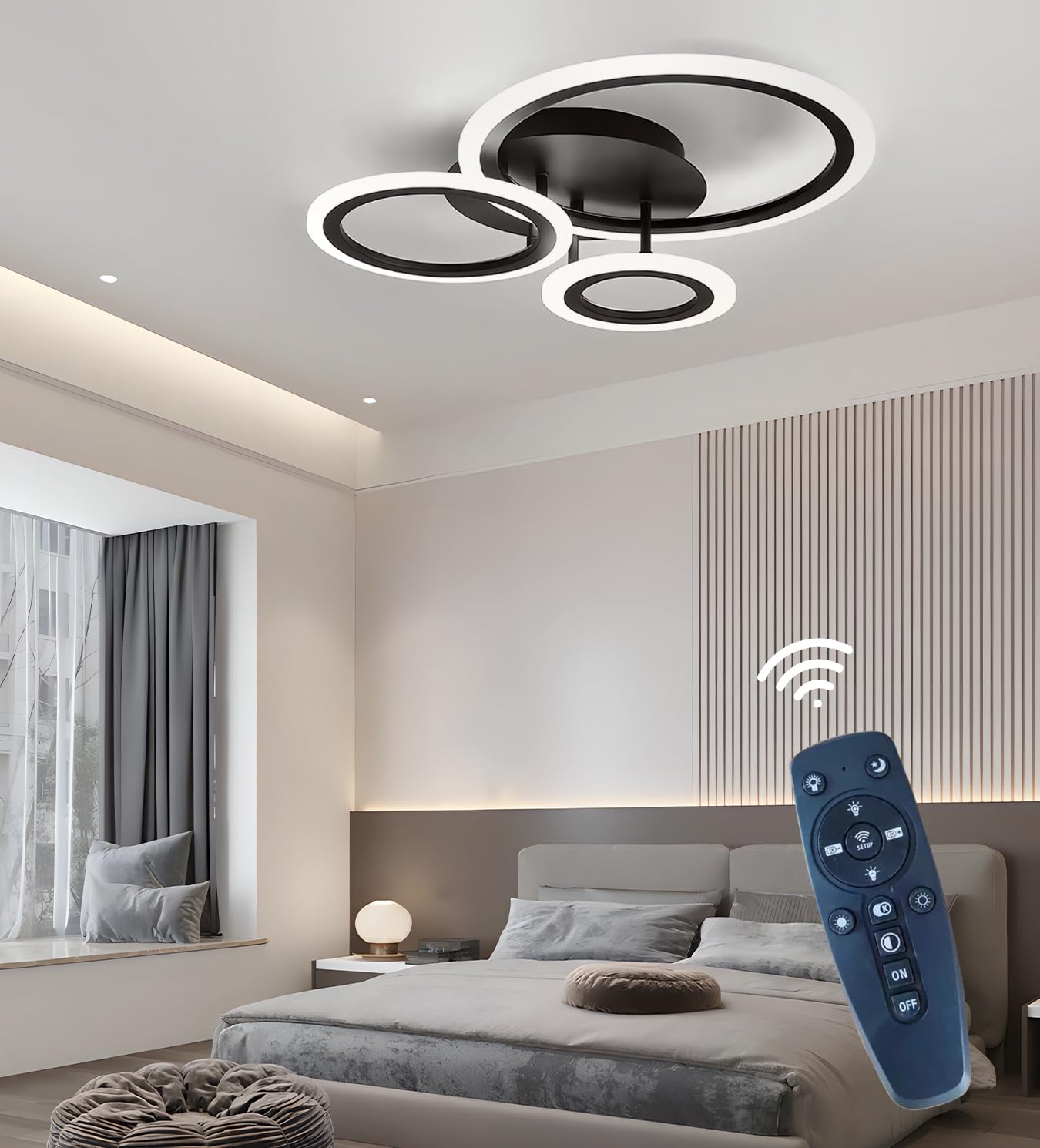 Plafón a LED con regulación continua de intensidad y ajuste de color CRI > 90 Alto rendimiento cromático Plafón de techo moderna y minimalista con múltiples cabezales para salón (Negro, 3 cabezales)
