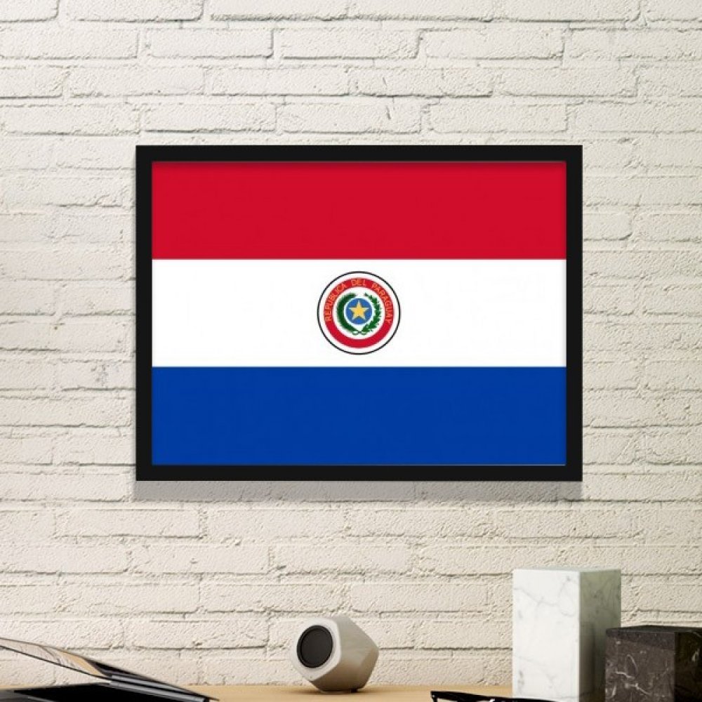 Tableau drapeau Paraguay petit cadre noir et sticker mural décoration