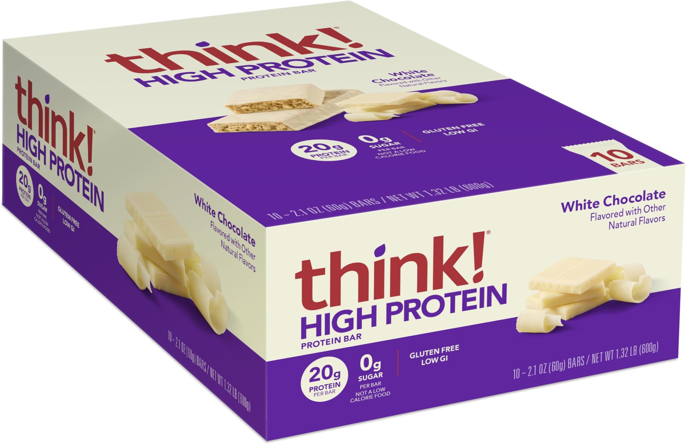 thinkThin High Protein Bars, White Chocolate, 2.1 Ounce by thinkThin