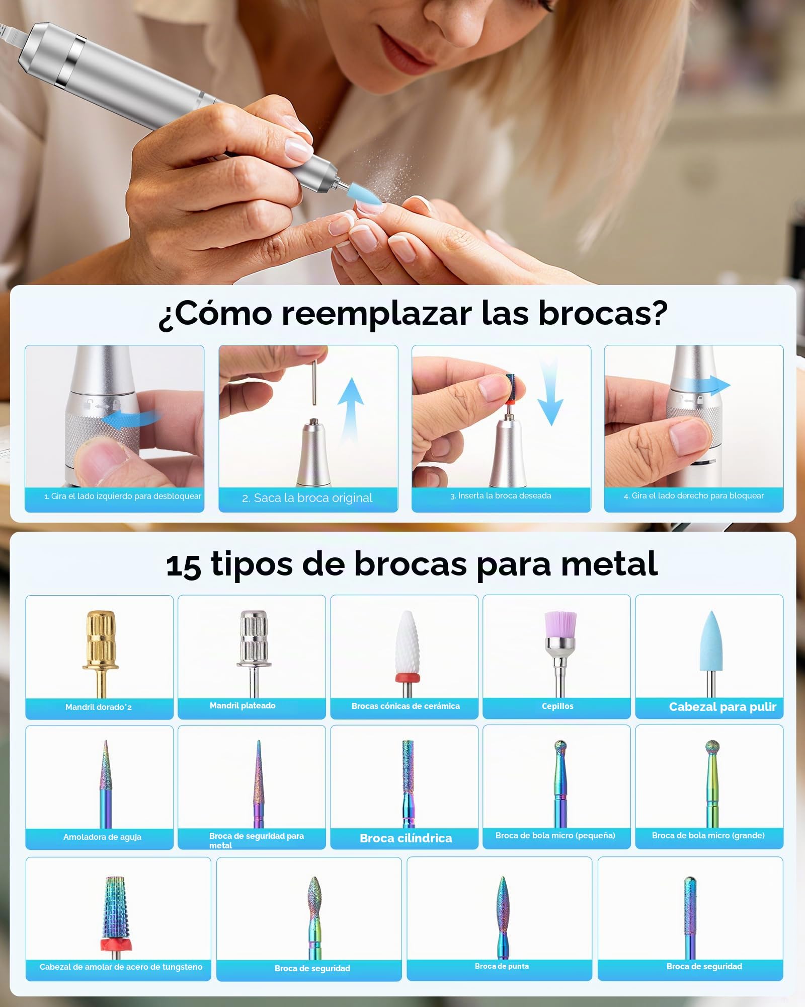 Heypappy Torno para Uñas, Limador de Uñas Eléctrico Recargable Portátil
