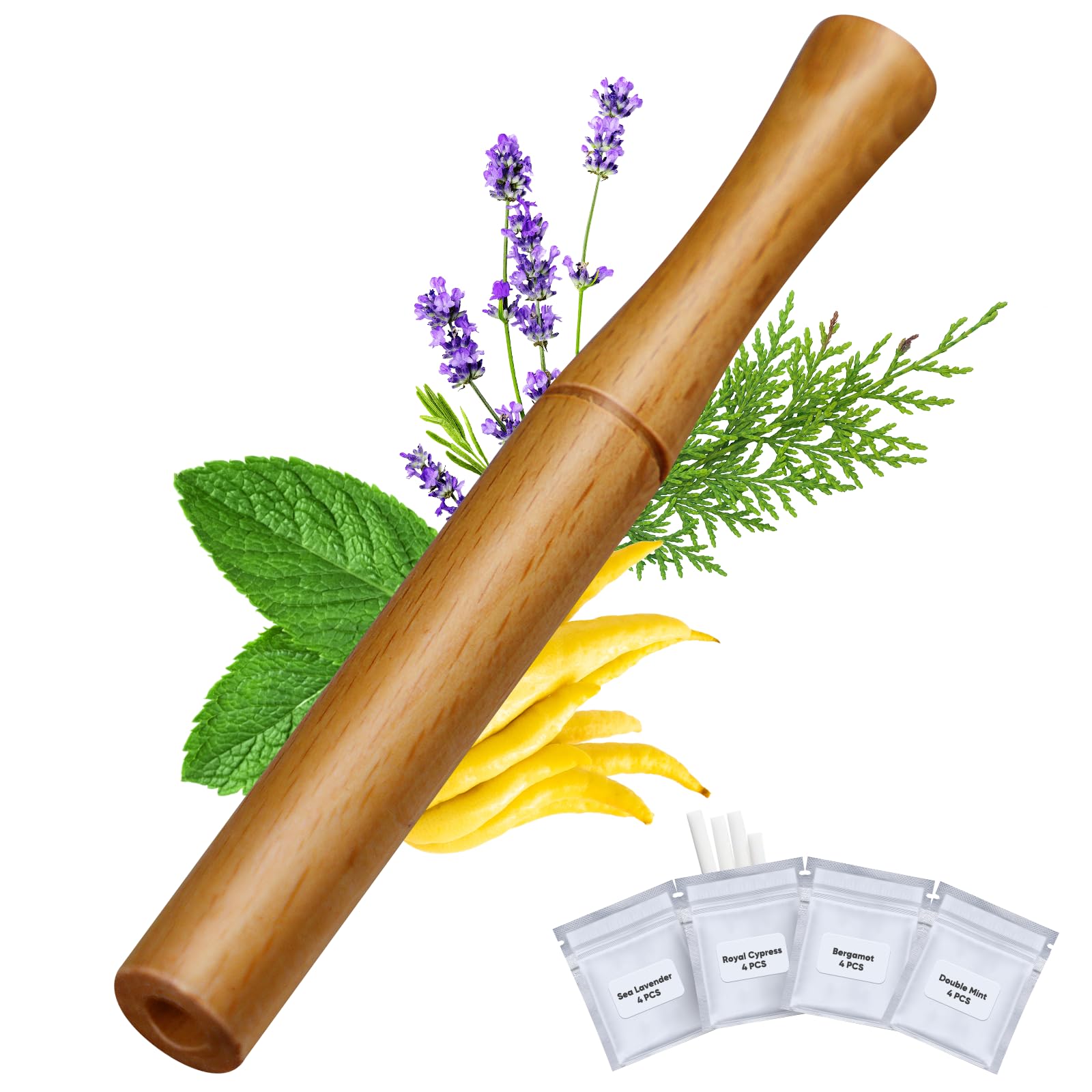 Wooden Inhaler Upgraded with Extracts of Multiple Herbal extracts, Improving Breathing and Oral Air Freshening, Inhaler for Oral Support Habit Replacement-Z6172