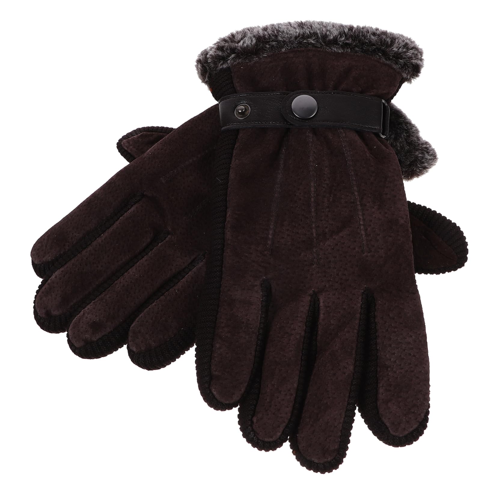FOMIYES Men's Winter Leather Gloves Windproof Warm Fleece Mittens for Driving Cycling Motorcycle and Camping Durable and Breathable Against Cold