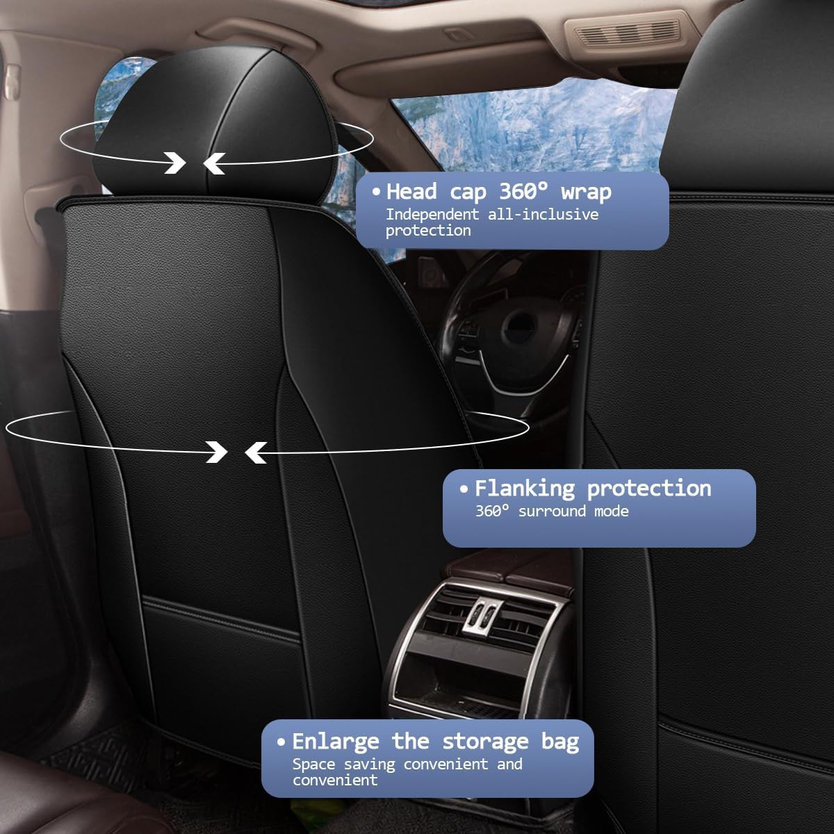 Car Seat Covers Fit for Kia Optima 2002-2020: Full Set Seat Covers Breathable Leather Vehicle Cushion Waterproof Protector (2 Row 5 Seat,Black)