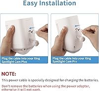 Vista 4 de ALERTCAM Adaptador de corriente para Ring Spotlight Cam Plus/Pro (batería), con cable plano de 25 pies/24.6 ft para exteriores, resistente a