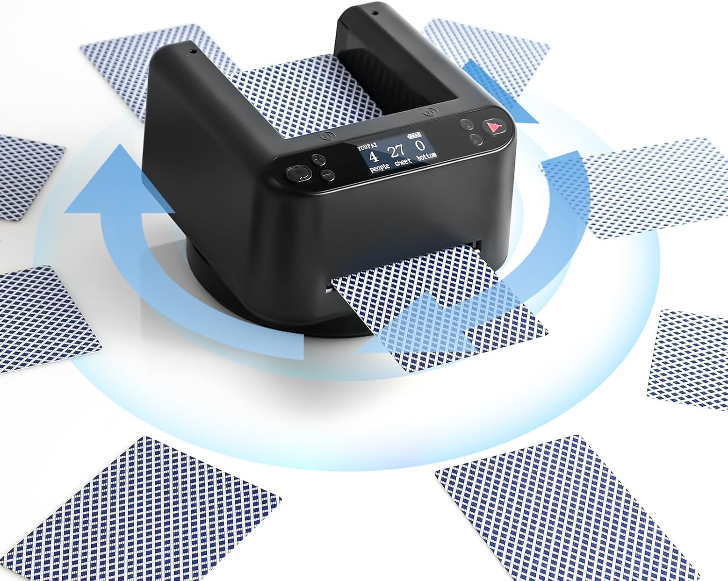 Updated Automatic Card Dealer Machine, 360° Rotating 2 Decks Card Smooth Dealing, Casino Playing Card Table Accessories for Texas Holdem, Blackjack