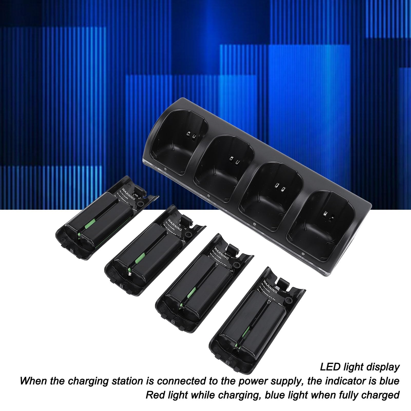 Stazione di Ricarica per Controller Remoto per / U con Batteria Ricaricabile da 4 Pacchi da 2800 MAh, Stazione Dock di Ricarica per Controller (BLACK)