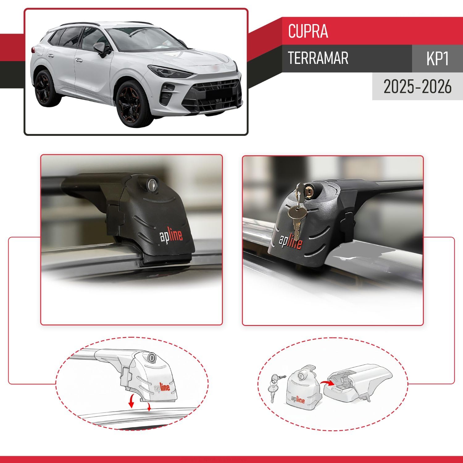 Kompatybilny z Cupra Terramar (KP1) 2025-2026 ACE-2 Model Aluminiowe poprzeczki dachowe Czarny 2 szt.