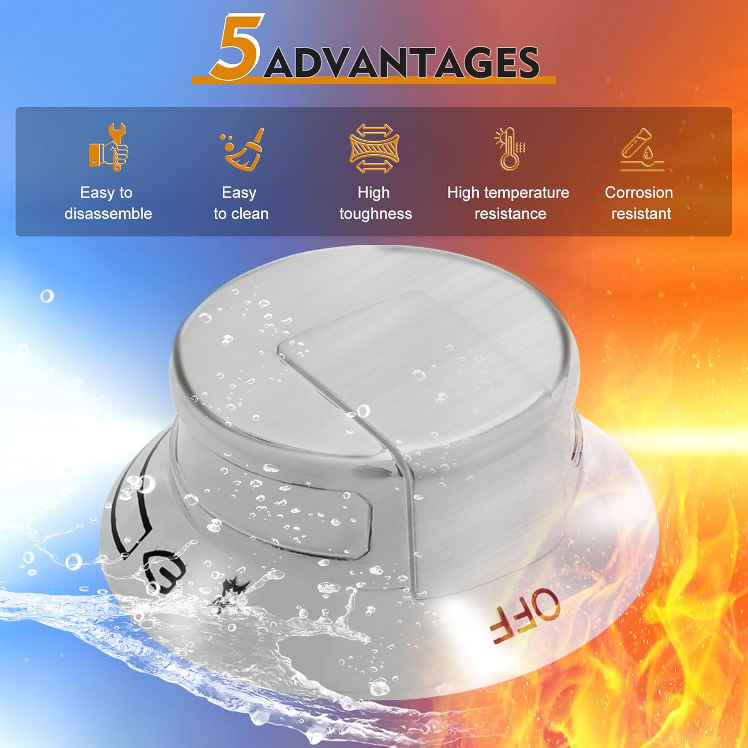 318569904 Cooktop Burner Control Knob Compatible with Electrolux Cooktop Knob 318569904,3514026,AP5809436,PS9495257,EAP9495257,PD00061227(5pcs)