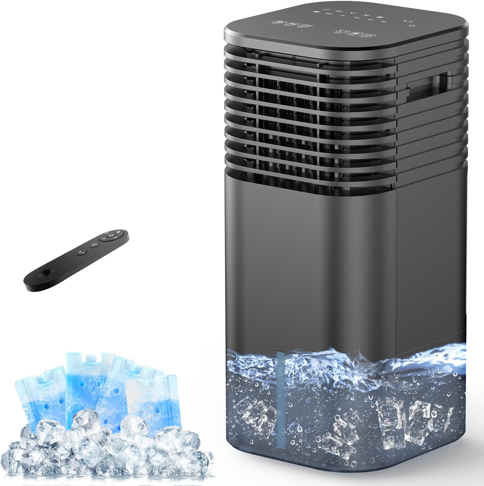 Windowless Portable Air Conditioner, 15H Timer & 120°Oscillation, 3-IN-1 Portable AC Unit with Remote, 2-Gal Tank, 3 Modes & 3 Speeds, Ultra-Quiet 24" Ventless Swamp Cooler for Room Home Office