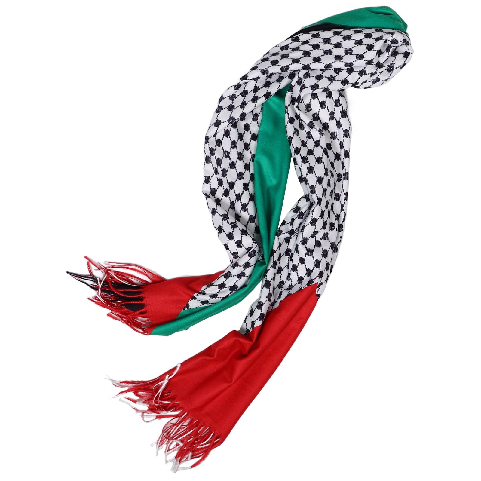Bufanda Árabe Tradicional con Diseño Étnico Único en Rojo y Verde 2