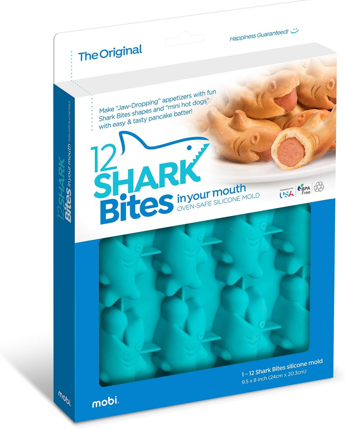 Mobi 12 Shark Bites Sausage Roll Silicone Baking Mold, Blue