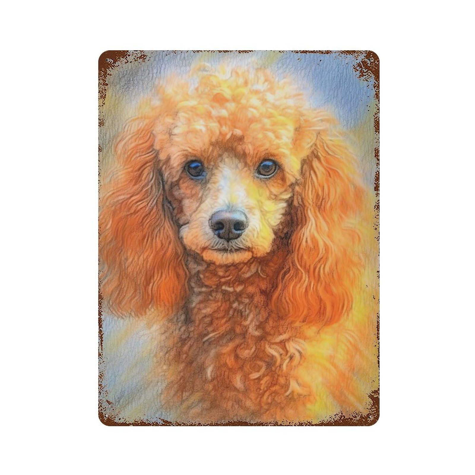 Poodle Sketch Rust Effect Tin Sign 15.7"x11.8", Ideal for Farmhouse, Kitchen And Entryway Decor
