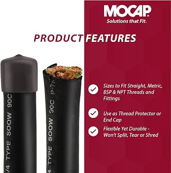 MOCAP Round Vinyl Plastic Caps Medium Cap Kit (7/16, 1/2, 9/16, 5/8, 11/16) | Durable, Flexible Vinyl Caps for Thread Protection, End Caps, Surface Finishing - 10 Units Each Size