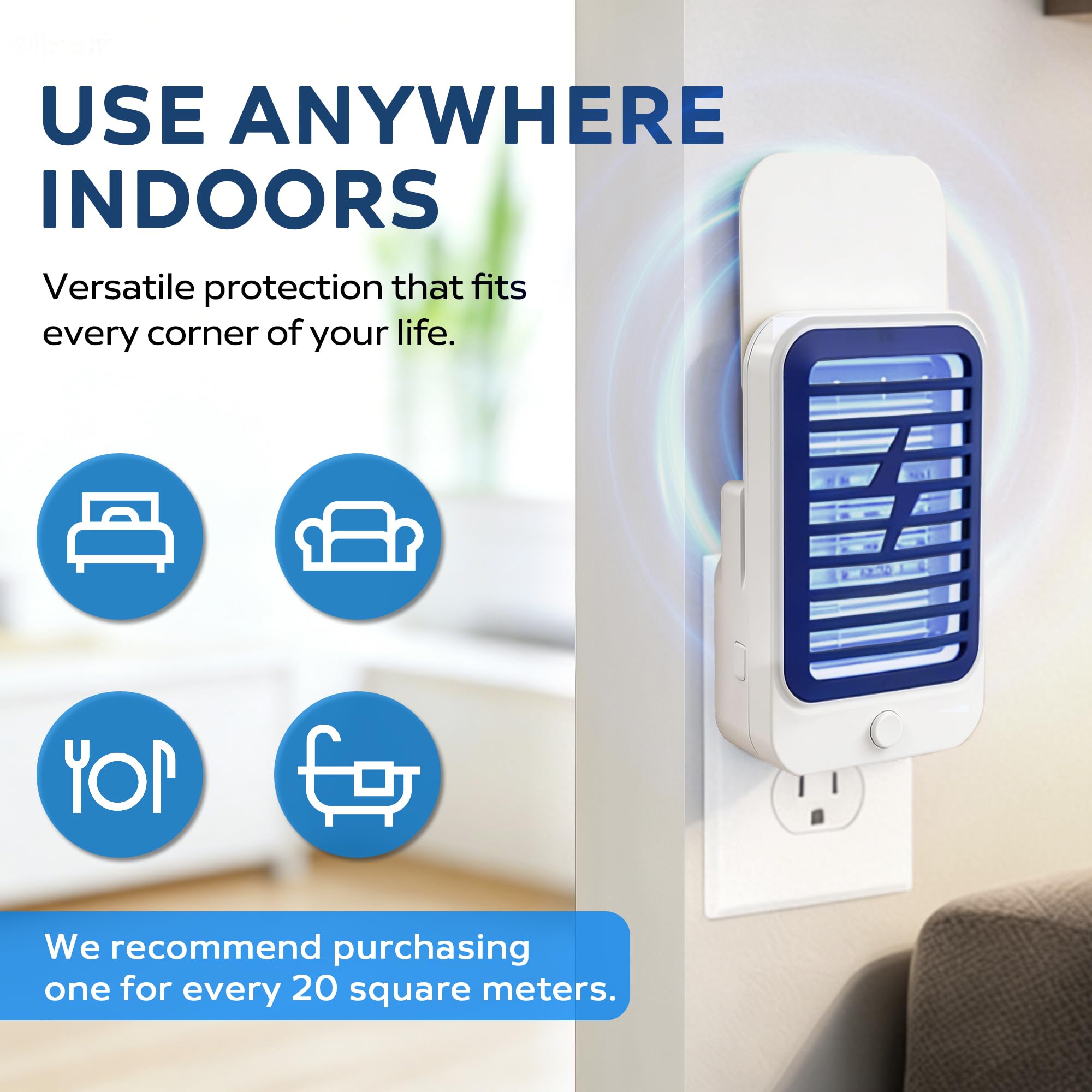 2-in-1 Electric Mosquito Zapper & Night Light | Chemical-Free Bug Zapper with Repellent Sticker Slot for Home, Bedroom, Baby Room & Travel — view 6