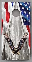 Vista 2 de Envolturas de calcomanías de cornhole con alas de bandera estadounidense de águila calva
