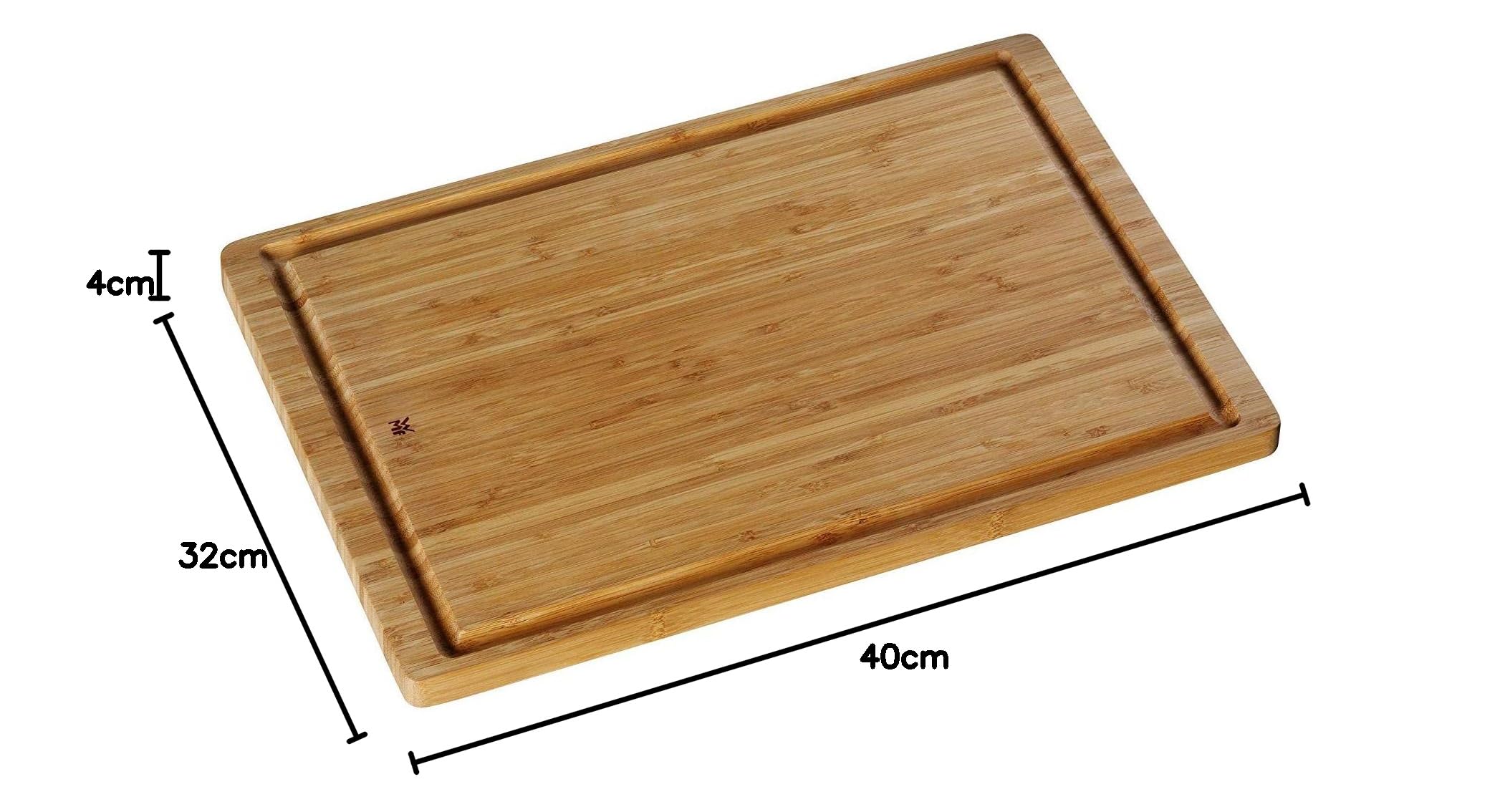 WMF Schneidebrett XL 40 x 32 x 4 cm, Holz, Akazienholz & Schneidebrett Bambus natur, 45 x 30 x 1,9 cm, Bambus Brett, Holzbrett groß - Tranchierbrett mit Saftrille - Küchenbrett klingenschonend