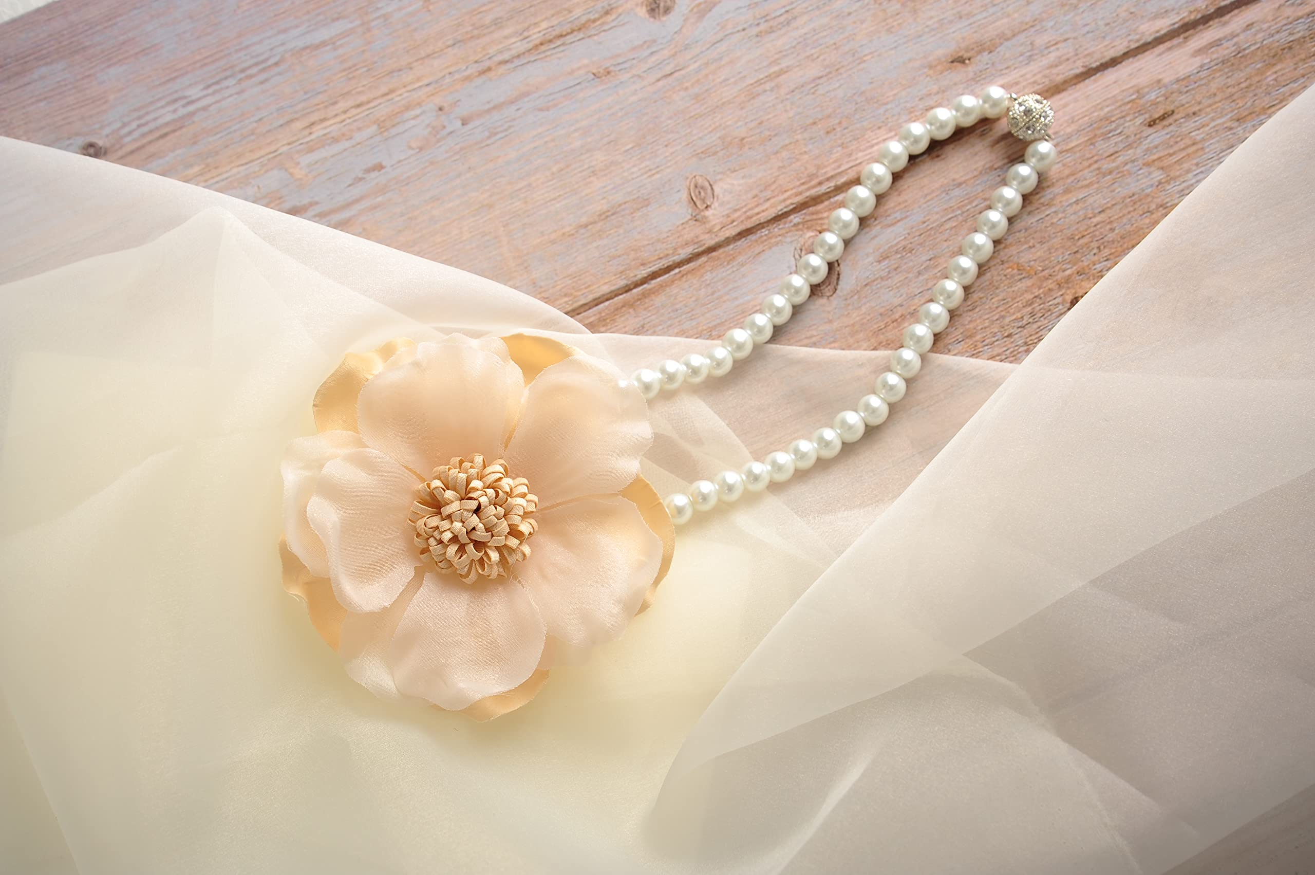 SUQ I OME Handmade Crystal Pearl Flower Magnetic Curtain Tiebacks - Pair For Drapes & Sheers
