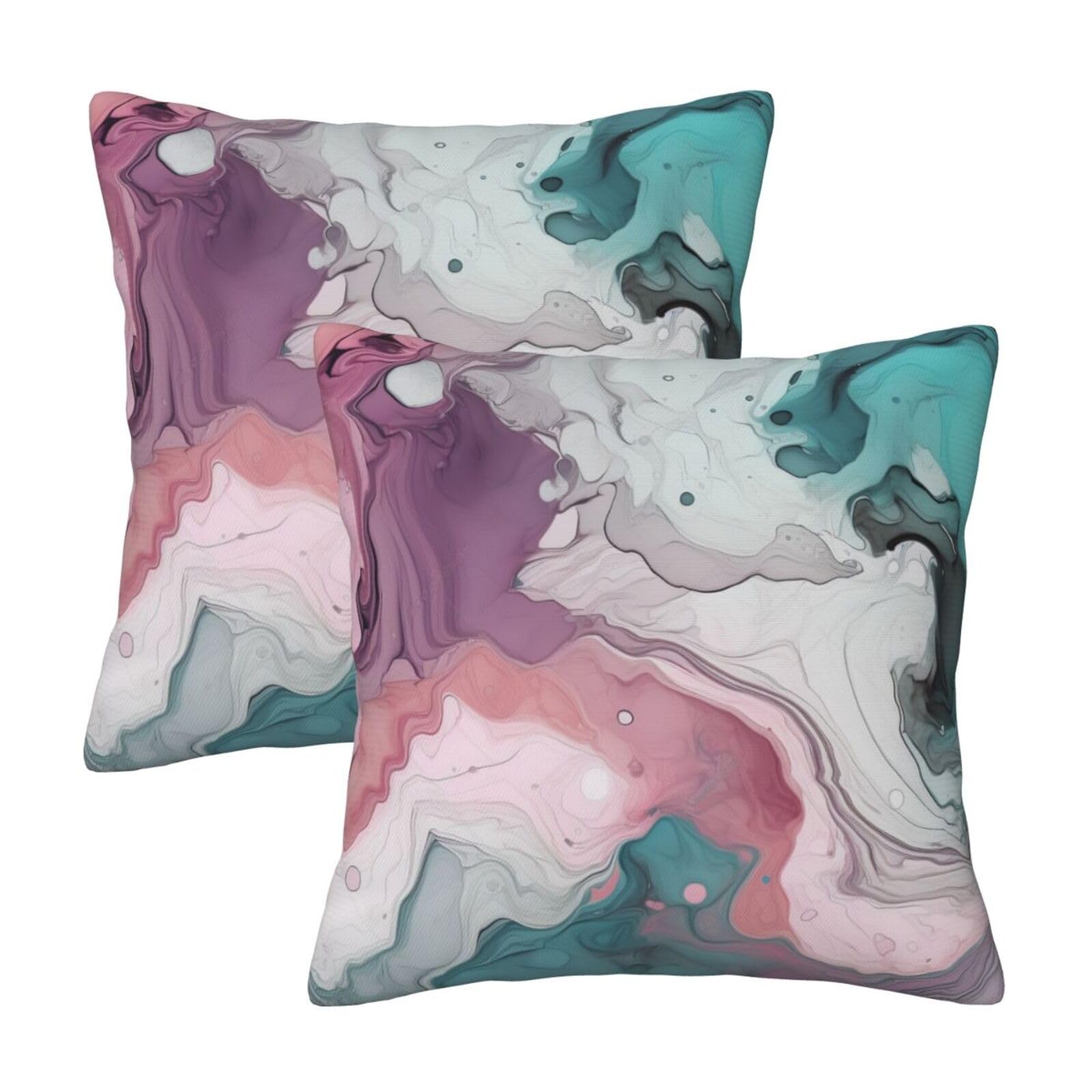 Abstract Marble Throw Pillow Cases 2 Pack Square Pillowcases Soft Pillow Protectors for Couch Livingroom Sofa Bed Office Car,30x30 CM