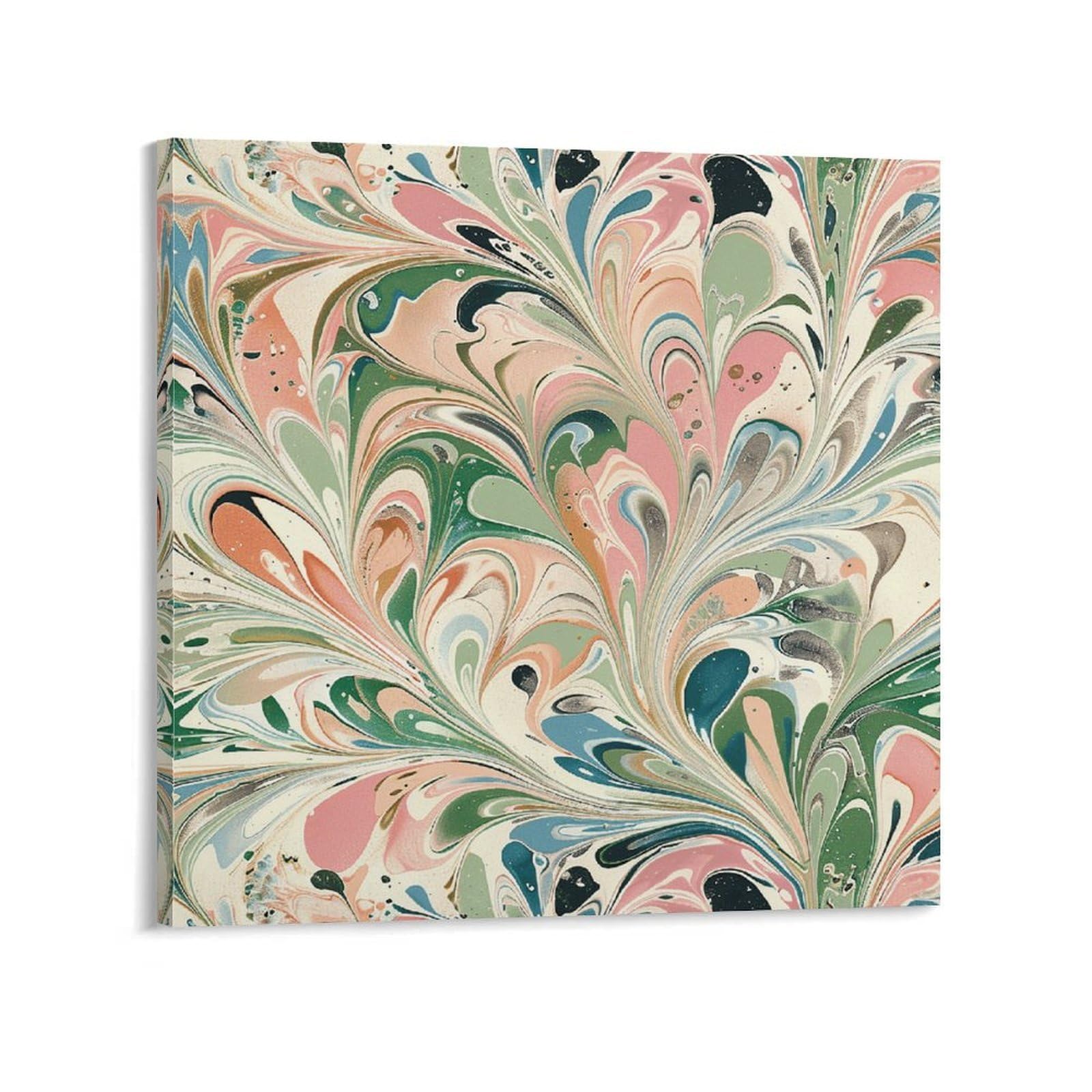 Peach And White Swirls Canvas Wall Art for Bedroom 12x12inch(30x30cm) Canvas Prints Artwork for Walls Modern Picture Artwork Painting for Living Room Aesthetic Wall Paintings for Bathroom Kitchen Offi