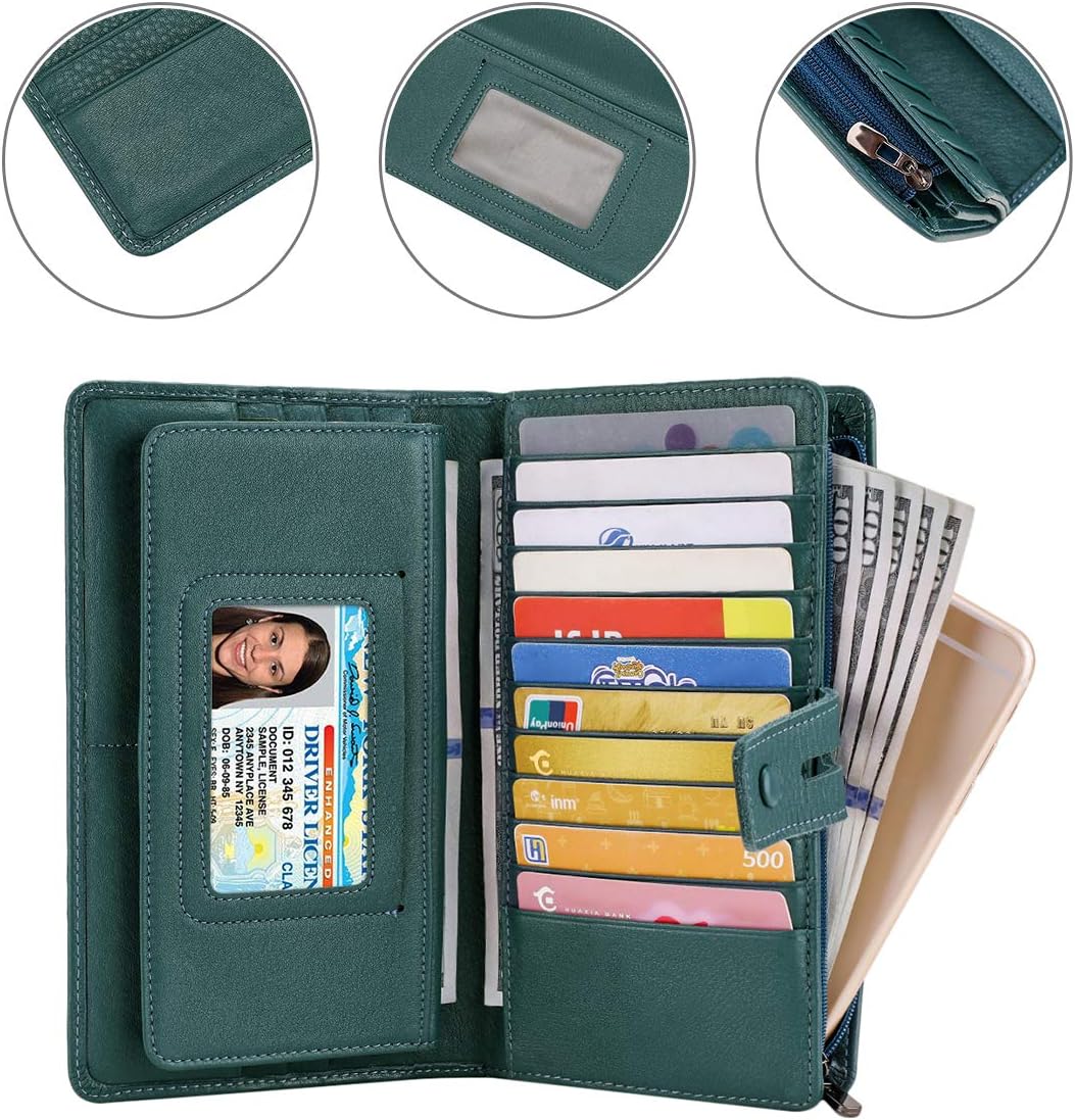 Itslife Womens Wallet,Large Capacity RFID Blocking Leather Wallets Credit Cards Organizer Ladies Wallet with Checkbook Holder - Image 5