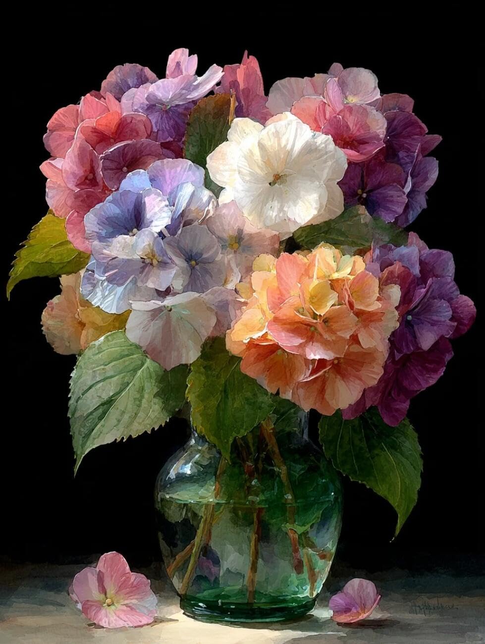 RKFLGEW 14CT Cross-Stitch Kits Hydrangeas in A Vase DIY Embroidery for Adults Beginner Needlework Kit with Patterns Needlepoint Art 40x50cm