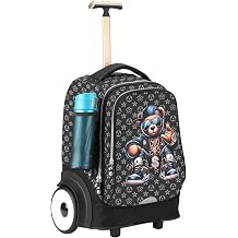 Rolling Backpack, 6 Inch Silent Large Wheels, Stair-Climbing Quiet Wheeled Laptop Bag, 40L Water Resistant Travel Bag for Men Women,T5- Fortune Bear