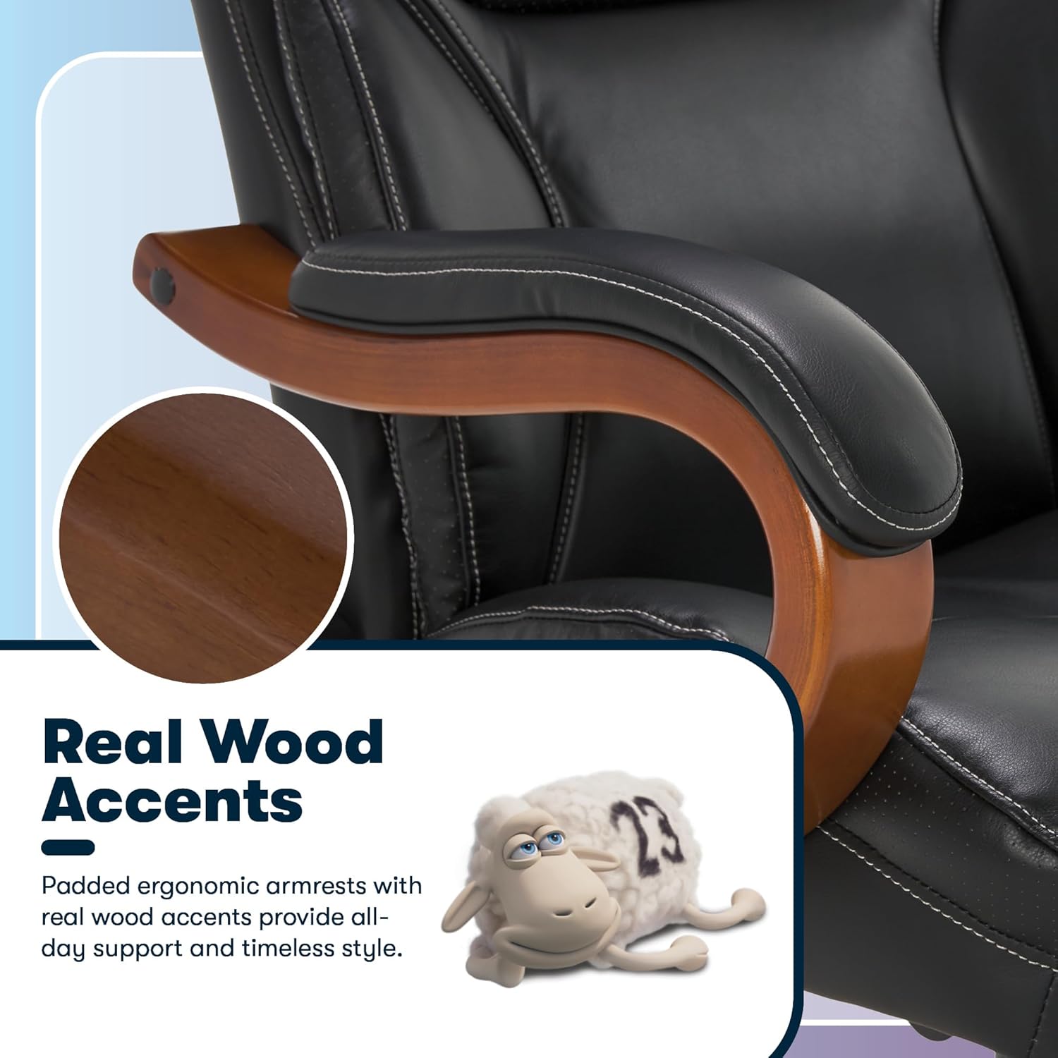 Serta Conway Big and Tall Executive Office Chair - Ergonomic Lumbar Support, Bonded Leather, Padded Armrests, High Back Computer Desk Chair, Black