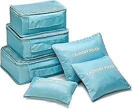 Travel Packing Cubes Set with Laundry Pouches – Large, Medium, Small Organiser Bags for Clothes and Accessories (6pcs Set Laundry Pouch)
