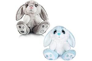 7" Bunny Rabbit Plush Toys, Easter Bunny Plush Bulk, Gray Blue 2 Pack