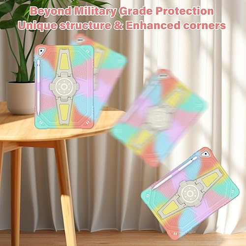 Miniatura 4 de Funda para iPad de 9 generación, iPad de 87 generación con soporte para lápiz y soporte, correa para el hombro, funda protectora duradera a prueba