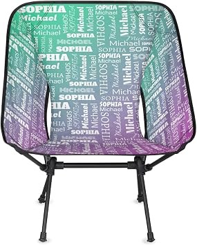 Custom Camping Chair with Name, Personalized Portable Backpacking Chair, Customize Lightweight Folding Compact Hiking Camp Chairs Green Purple