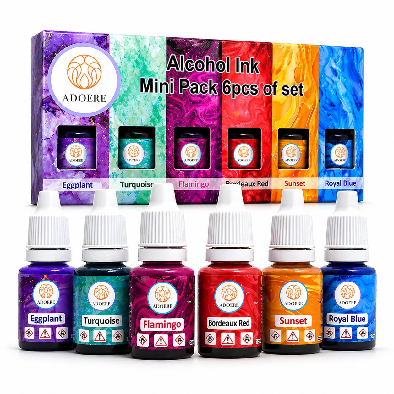 Alcohol Ink Mini 6 Colors, Concentrated Alcohol-Based Ink, Epoxy Resin Paint with Non-Toxic, Blending Solution, 10ml Each-image-43