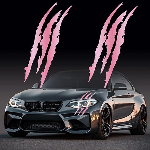 Miniatura 20 de Claw Marks Calcomanías para faros delanteros, calcomanías de vinilo para autos deportivos, color verde cromado, 15.8 pulgadas, 2