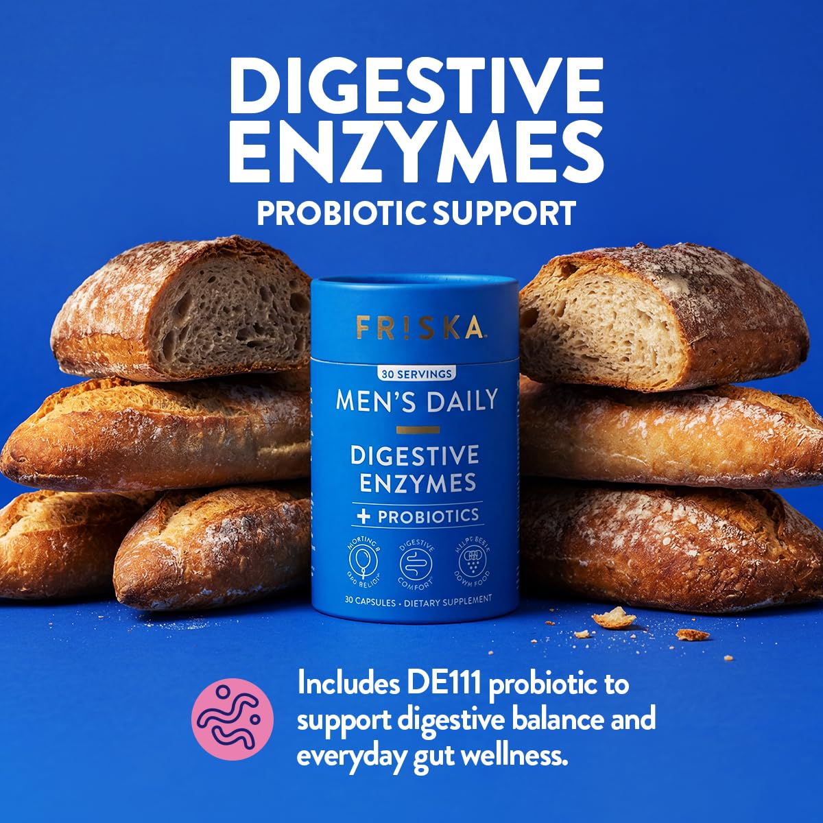 Friska Men’s Daily Digestive Enzymes for Men - Bloating & Gas Support with Probiotics, Helps Digest Heavy Meals, Dairy & Protein, Gut Health Support, 30 Capsules — Amazon image 6