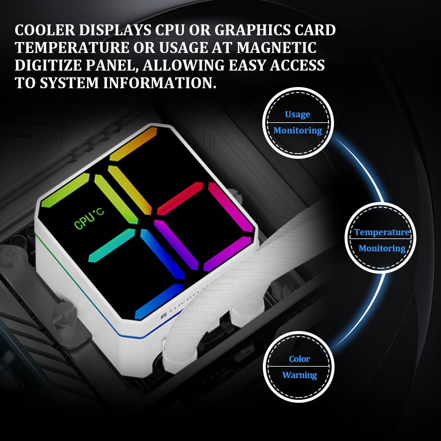 TR Magic Qube 360 ARGB - Enfriador de agua blanco para CPU, ventilador PWM de empalme inalámbrico-ARGB Infinity Mirror, para Intel lga115x/1200/1700/1851, AMD/AM4/AM5, pantalla digital, cabeza fría