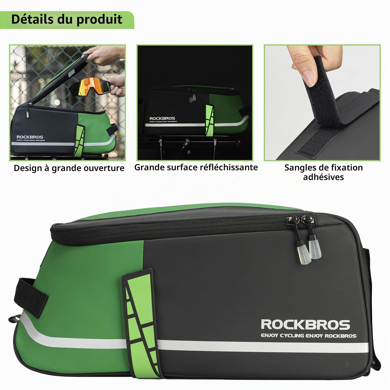 ROCKBROS Sac de transport étanche 9 L Avec housse de pluie et bandoulière Pour VTT