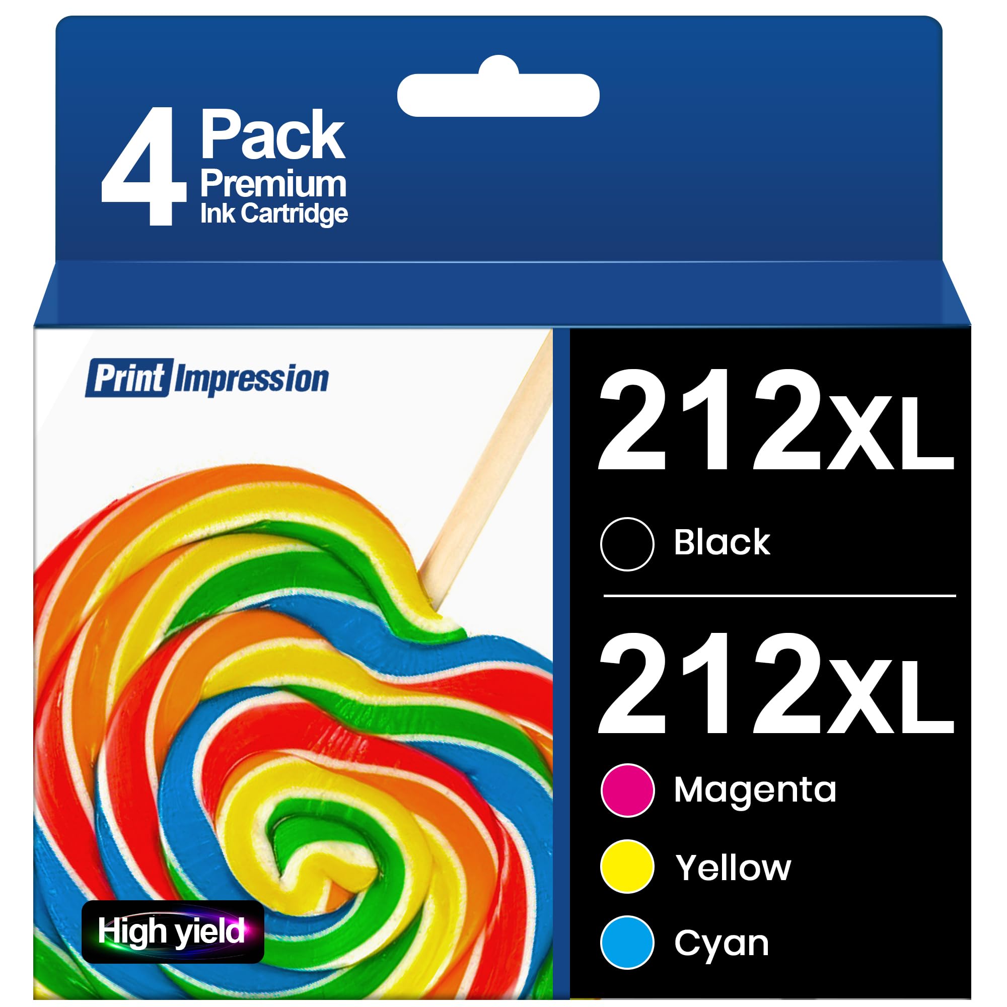 212XL Ink Remanufactured for Epson 212 Ink Cartridges T212XL T212 for Epson 212XL Ink Cartridges Combo Pack for Epson Workforce XP-4100 XP-4105 WF-2830 WF-2850 (Black, Cyan, Yellow, Magenta