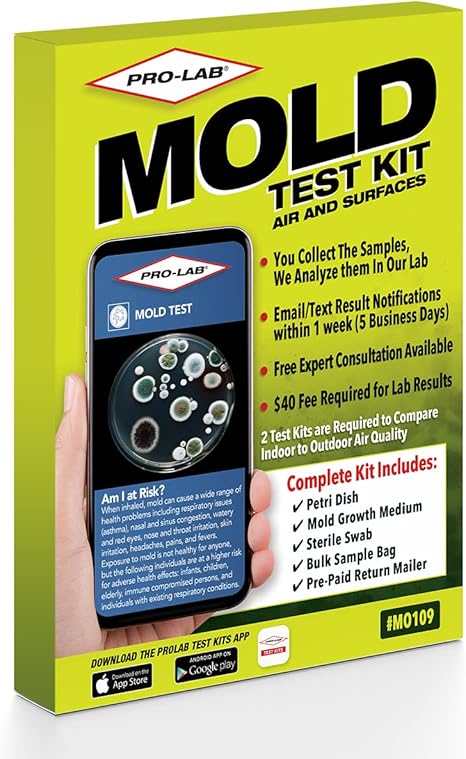 ProLab Mold Test Kit For Home For Air And Surface Testing - Mold Test Kit Includes Expert Consultation, Pre-Paid Return Mailer, Emailed Mold Report ...