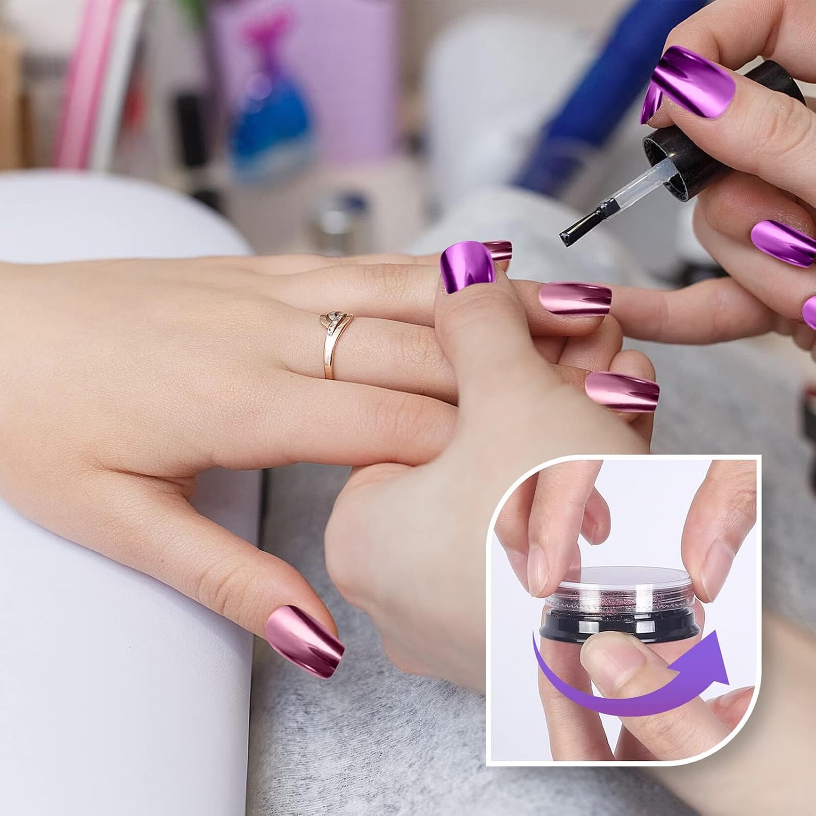 Artdone 16 botellas Chrome uñas polvo camaleón aurora holográfico uñas pigmentos…