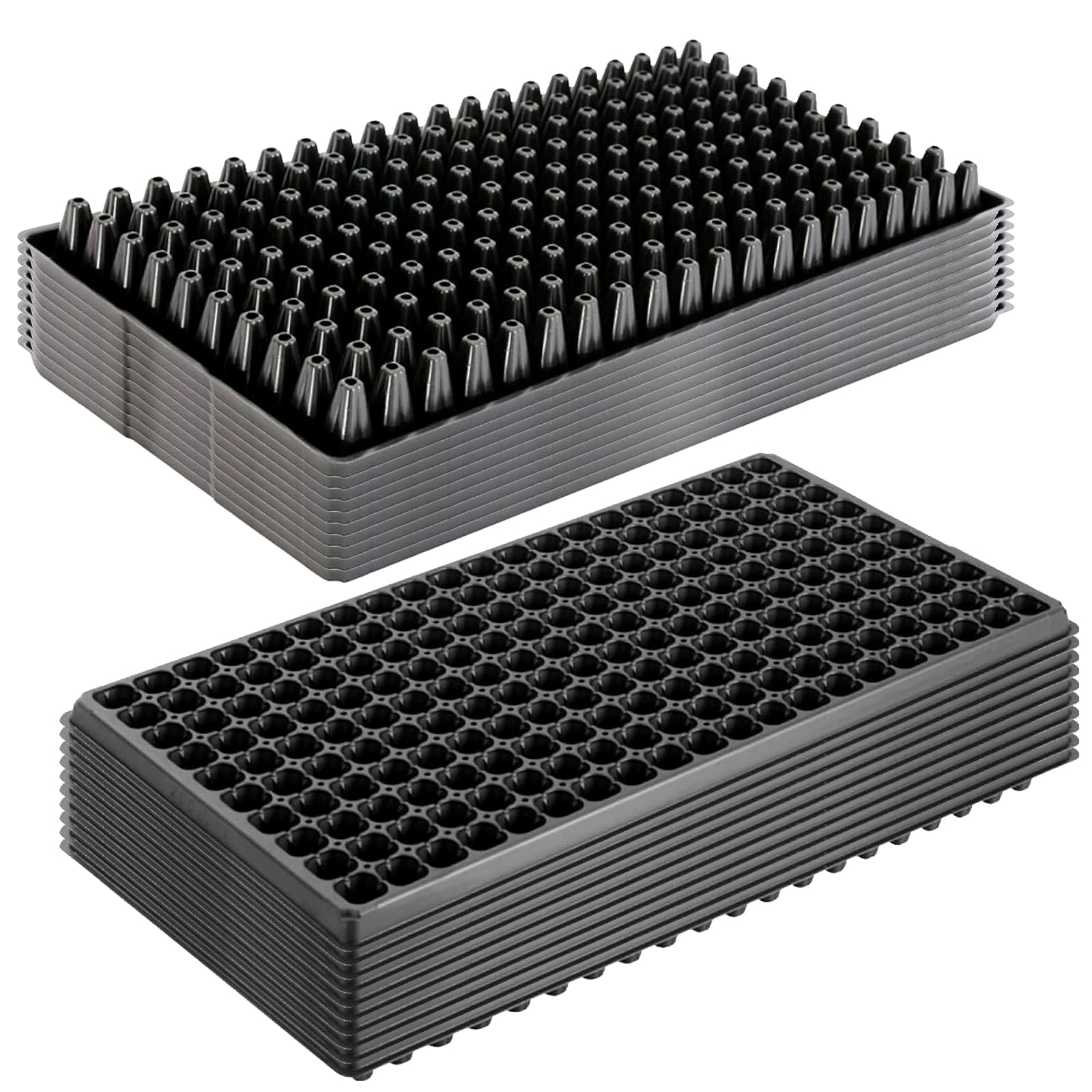 GROW-GREEN 200 Cell, 20pcs-Pack Thick Durable Self-Nursery Farmer Flats Vegetable Fruit Seeds Seedling Plastic Plug Nursery Trays Roots Propagation