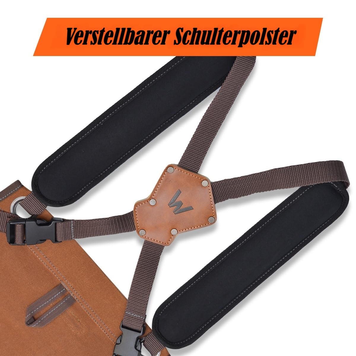 WELKINLAND Werkzeugschürze aus gewachstem Segeltuch mit 16 Taschen, robuste Holzbearbeitungsschürze, voll verstellbare Schürze, 86,4 x 68,6 cm, Schmiede-Schürze für Holzbearbeitung, Braun/Schwarz, 34