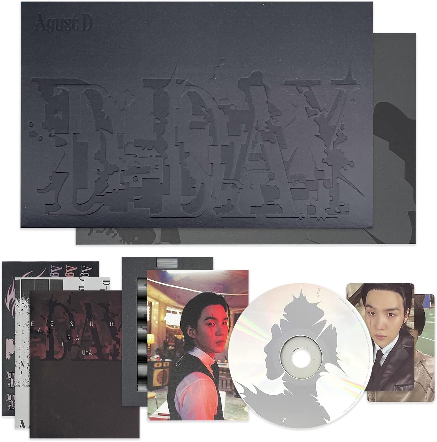 Agust D(SUGA) of BTS - [D - DAY] (VERSION 01) Photo Book + Lyric Book + CD + Post Card + Poster + Photo Card A + Photo Card B + Scanimation Card + Sticker + 2 Extra Photocards